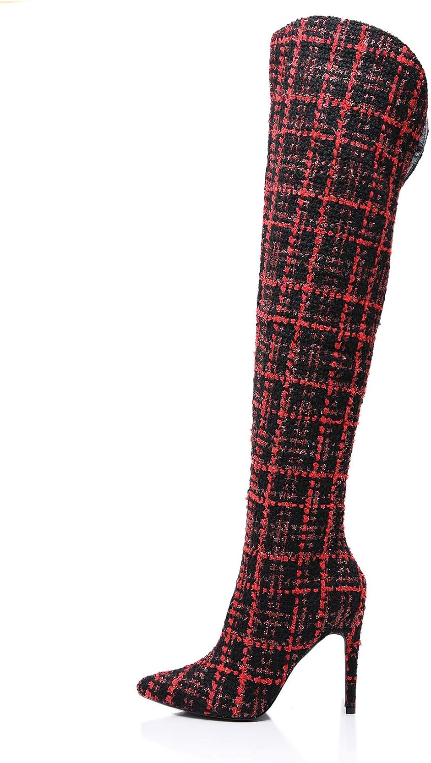 tartan thigh high boots