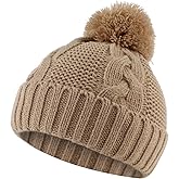 JANGANNSA Winter Knit Baby Hat Twist Warm Beanie for Boys Girls Infant Toddler Baby Beanie with Pompom