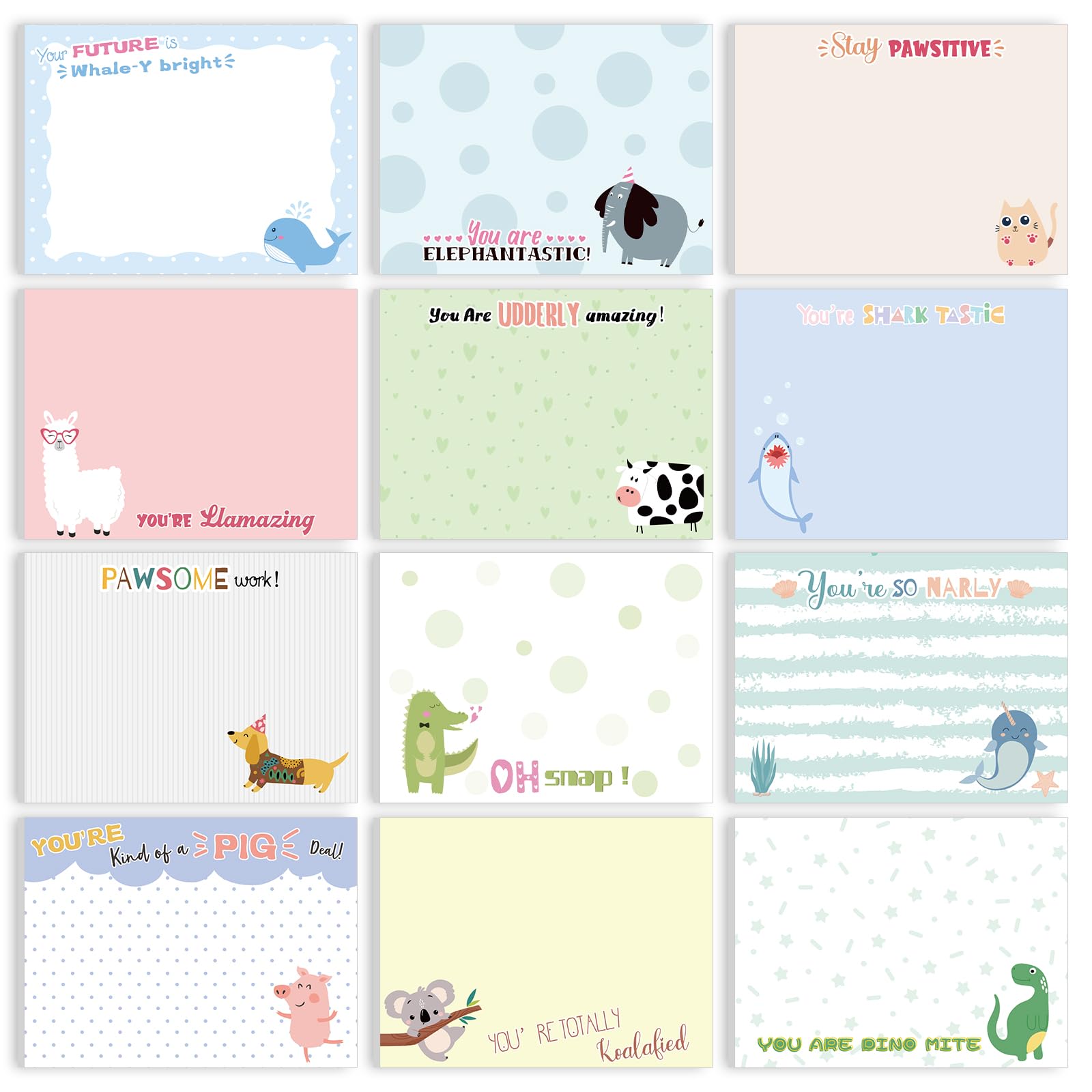 Photo 1 of Weekgrat 12 Pad Funny Sticky Notes Cute Pun Notepads 3 x 4 Inch Fun Novelty Animal Sticky Notes Inspirational Memo Self Adhesive Notepad for Coworkers Work Office Nurse Appreciation Gifts