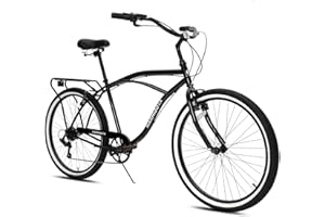 esheno Adult Beach Cruiser Bike, Beach Cruiser Bike for Men with 7 Speeds Drivetrain, Adult Bicycles for Men, Good Stability, Smooth Riding Cruiser Bicycle for Rider 5’-7’