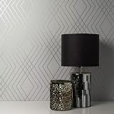 Fine Decor FD42603 Shard Trellis Stone Silver Geometric Wallpaper Feature Wall view 2