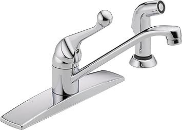 Delta Faucet Classic Single Handle Kitchen Sink Faucet With Side Sprayer In Matching Finish Chrome 400lf Wf Touch On Kitchen Sink Faucets Amazon Com