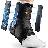 WHCOOL Slim-Fit Ankle Brace for Sprained Ankle, Quick Lace Up Ankle Support for Women Men with 2 Auto-Shaped Pads, Air Fabric Cool Ankle Stabilizer for Injury Recover, Running,Sports, L(13”-14”)