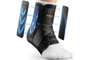 WHCOOL Slim-Fit Ankle Brace for Sprained Ankle, Velcro Lace Up Ankle Support for Women Men With 2 Auto-Shaped Pads, Air Fabric Cool Ankle Stabilizer for Injury Recover, Running,Sports, M(12”-13”)