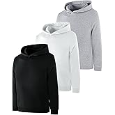 Little Beauty 3 Pack Boys Hoodies Cotton Long Sleeve Sweatshirts Kids Athletic Hooded Pullover with Pocket