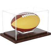 VGMiu Football Display Case with Wood Base Acrylic Football Case Clear Box | Football Case with Removable Built-in Ball Holder for Autographed Footballs,Sports Collectibles, Memorabilia Displays