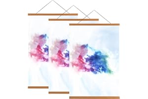 MEDOG Magnetic Poster Hanger Frame, 12x18 12x16 12x20 12x24 12x36 Wood Magnet Poster Frame Hanger, 12" Wide Hanging Kit, Teak,3 Pack