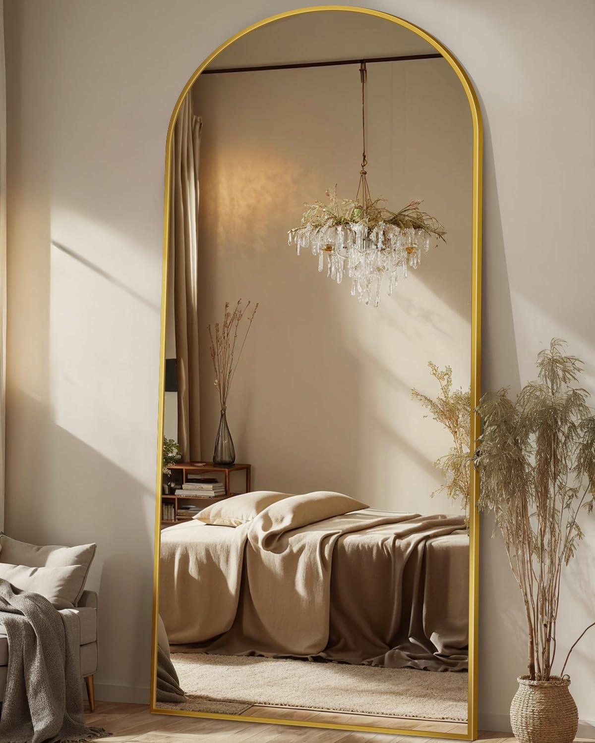 Photo 1 of Antok Full Length Mirror, 71"x28" Floor Mirror Freestanding, Oversized Floor Standing Mirror Full Body Mirrors with Stand for Bedroom, Hanging Mounted Mirrors for Living Room Cloakroom, Gold