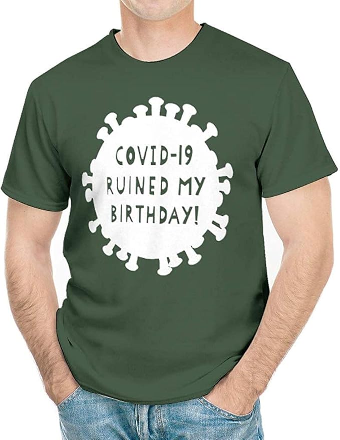 AiChao Covid Ruined My Birthday T Shirt, Funny Graphic Cotton Short