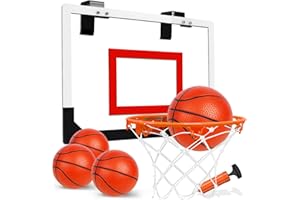 TOY Life Basketball Hoop Indoor for Kids Over The Door Office Basketballhoop for Teens and Adults Mini Hoops Door Room Goal with 4 Balls