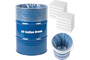 EcoBrisa 55 Gallon Clear Plastic Drum Liners, 10 Pack Heavy Duty Poly Pail Liner Bags, Large Food Grade Storage Bags for Food