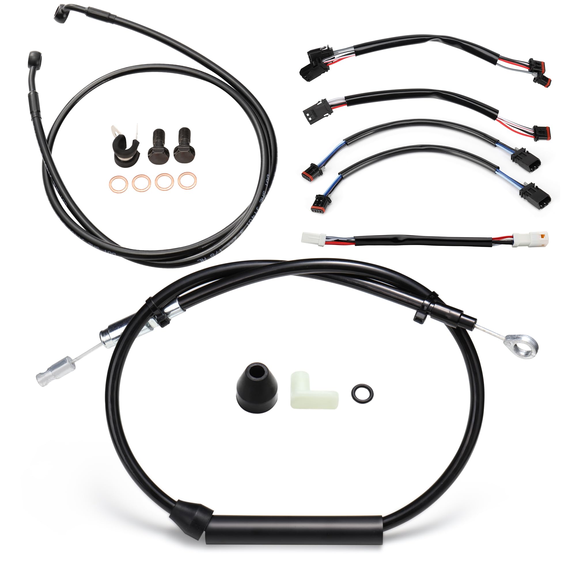 Photo 1 of MoKitDora Softail 14” Handlebar Extended Clutch Throttle Cables Brake Line CAN-Bus Wiring for 2018-UP Harley Heritage Sport Glide Breakout Deluxe Fat Bob Boy Models Without ABS, Black