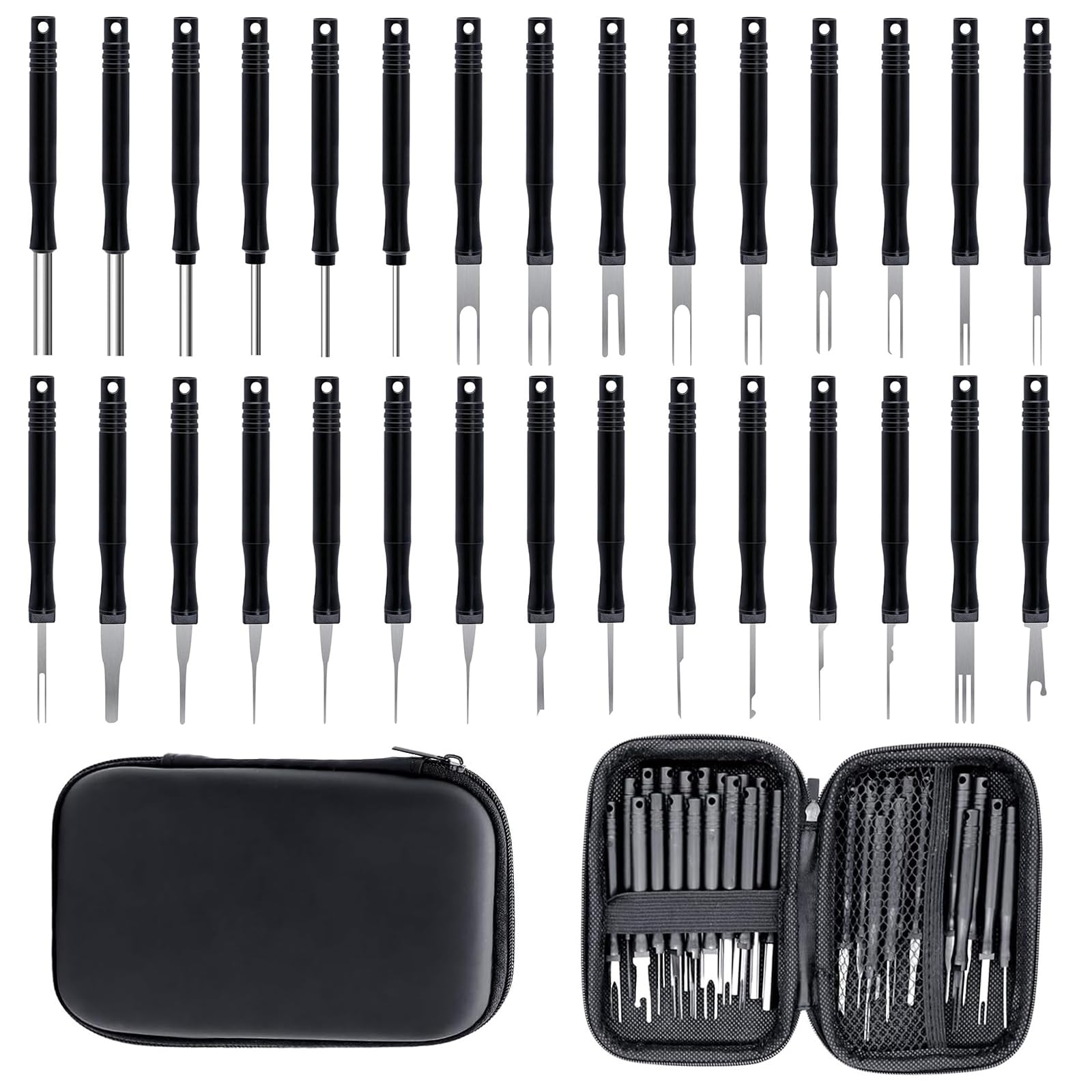 VOBOR 30 Pcs Upgraded Terminal Removal Tool Kit, Pin Extractor Tool Set Remover Key Release Tools, Car Cable Plug Removal Tool for Most Connector Terminal