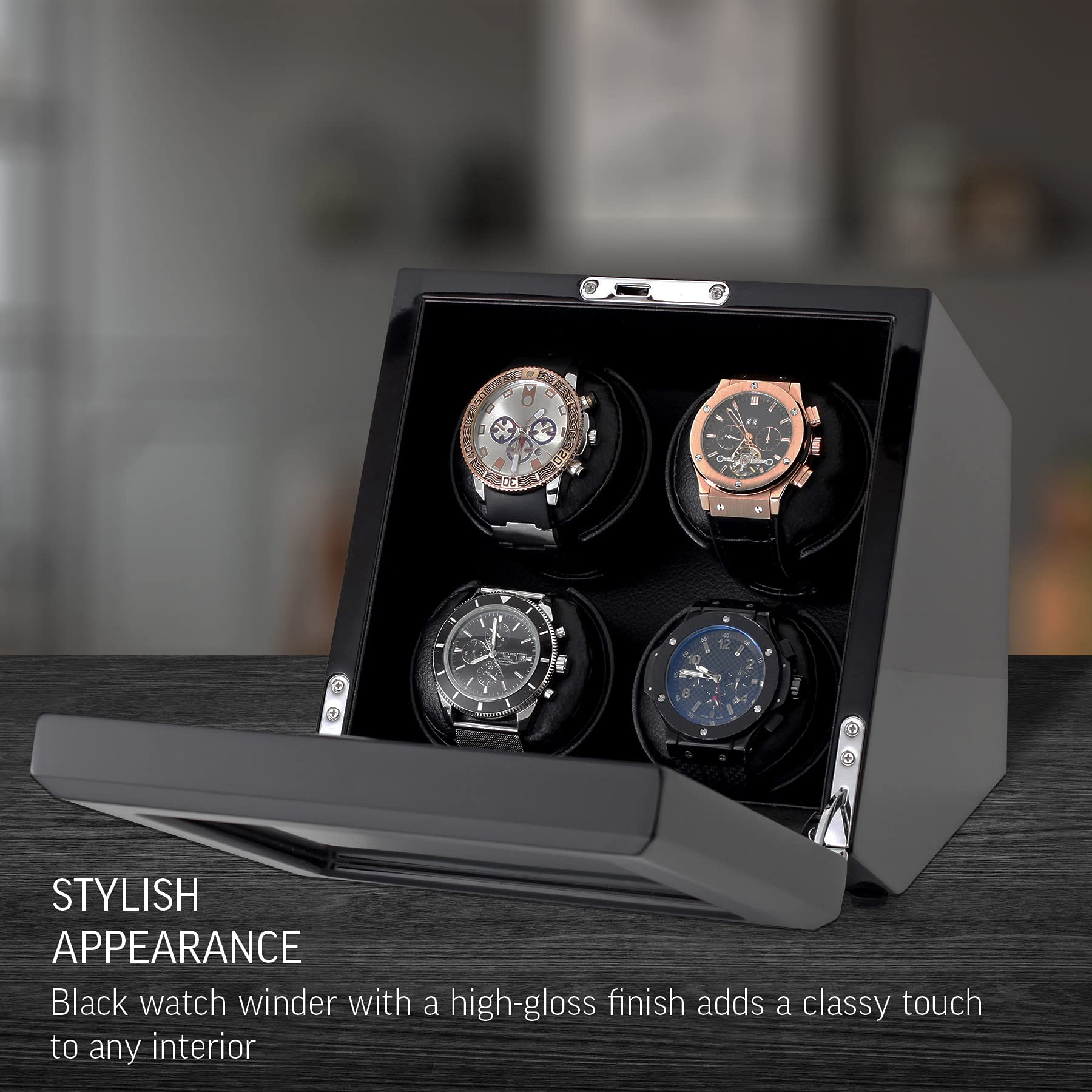 4 Watch Winder for Automatic Watches with Motor-Stop Option