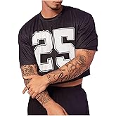 Milumia Men's Number Graphic Jersey Shirt Crop Tops Short Sleeve Loose T Shirts Streetwear