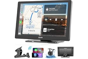 ALXUM Wireless Apple Carplay Screen for Car, 9" HD Touchscreen Portable Car Stereo with Android Auto, Backup Camera, Mirror Link, GPS Navigation, Voice Control, AUX - Compatible with All Vehicles