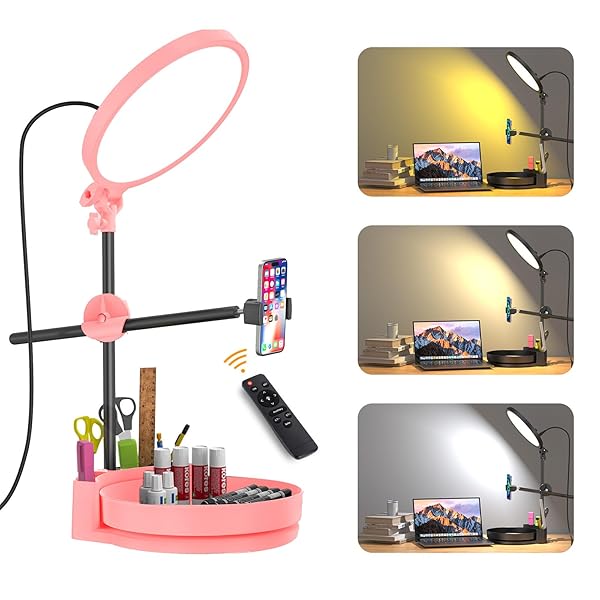 JJ JIANJIN DESK RING LIGHT WITH STAND,55W DIMMABLE...