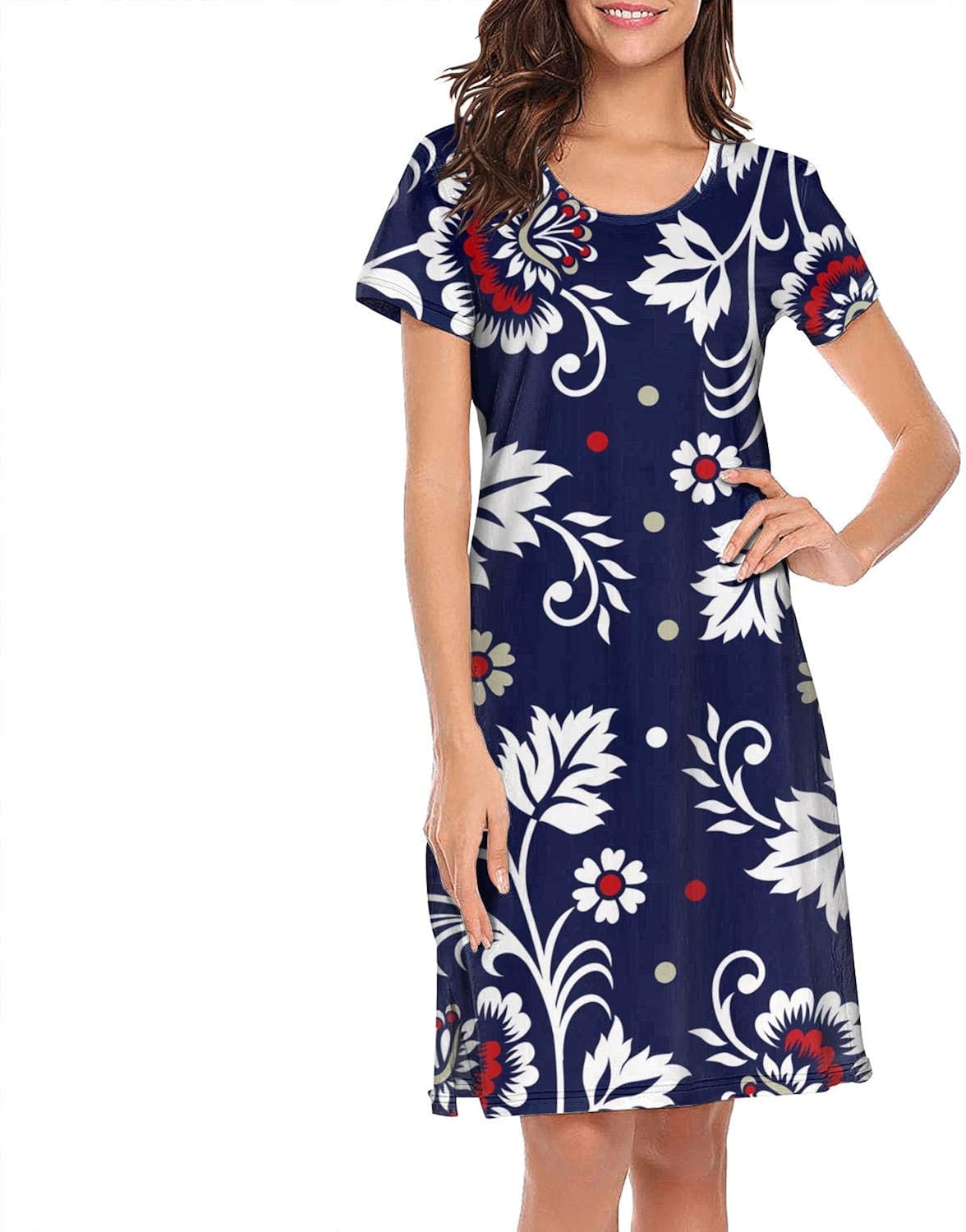 ENO Cotton Short Sleeve Nightgowns Women's Indian Paisley Boho Style