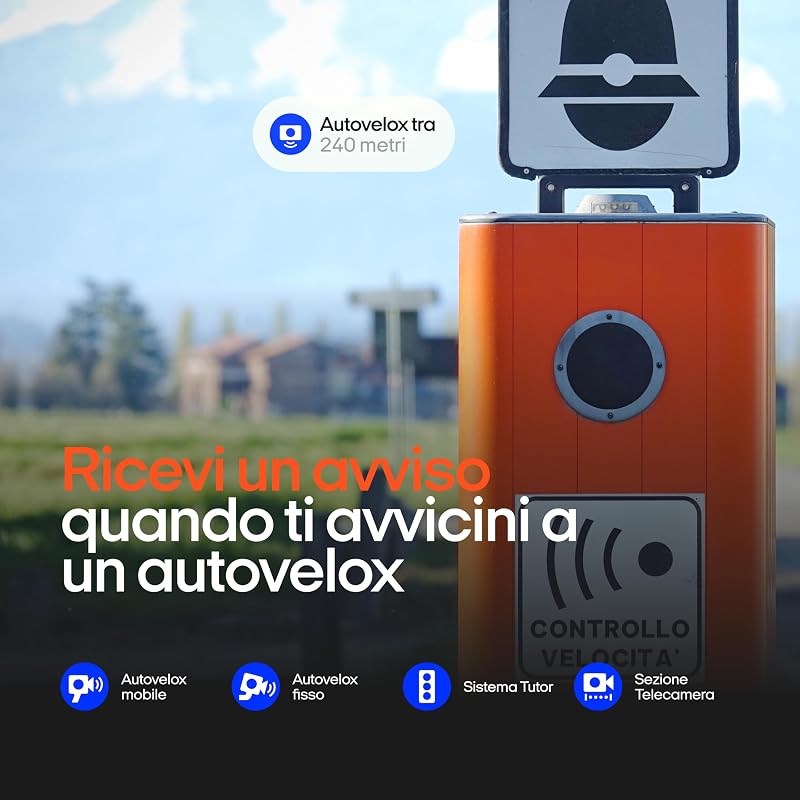 Co-Driver 1 rilevatore autovelox nero – avvisi autovelox e pericoli in tempo reale | senza abbonamento | batteria al litio 3 V | compatibile Apple CarPlay e Android Auto