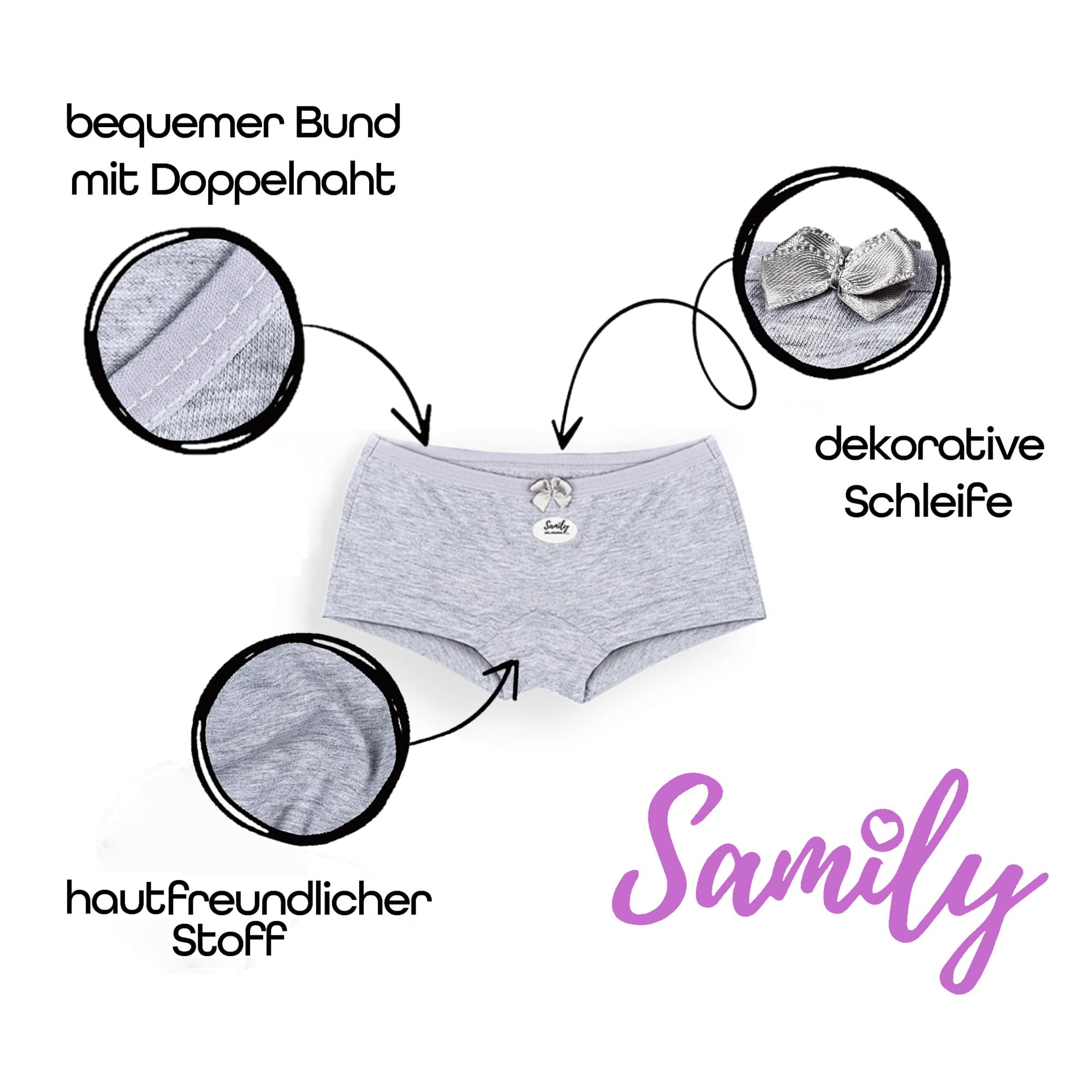 SAMILY Mädchen Unterhosen Unterhemd Set 10er Pack Unterwäsche Baumwolle 122 128 6