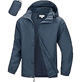 33,000ft Men's Packable Rain Jacket Waterproof Lightweight Raincoat Rain Shell with Hood for Outdoor Hiking Golf Travel