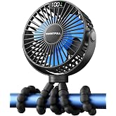 SWEETFULL 4000mAh Portable Stroller Fan with LED Display, 4 Speed Rechargeable Mini Clip On Fan, 360&deg; Rotate Flexible Tripod Better Cooling Small Baby Fan for Car Seat Crib Travel Treadmill