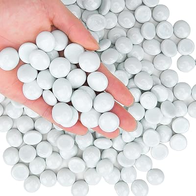 Hisredsun 290pcs White Glass Pebbles 1.35kg Vase Filler Stones