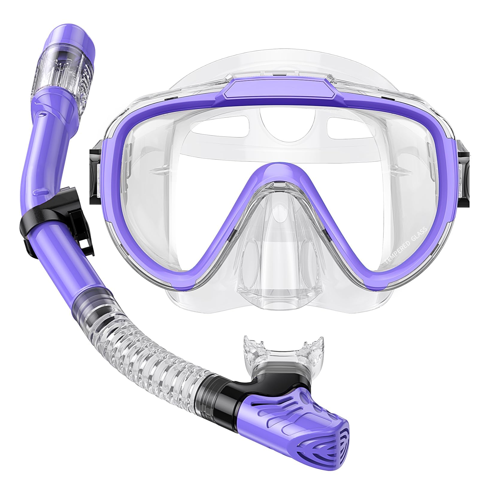 Lealinga Snorkel Set, Panoramic View Snorkel Mask, Anti-Fog Dry Top Snorkel Kit with Travel Bag, Diving Set for Snorkeling Scuba Diving Swimming Travel for Adults Kids Large