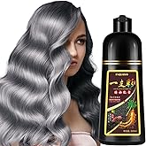 Yocisku Silver Gray Hair Dye Shampoo 3 in 1 for Men & Women, Silver Hair Dye, Natural Hair Dye for Salon Home Use, Shampoo Para Canas 16.9 Fl Oz (Silver Gray)