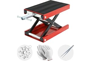Motorcycle Lift, 1100lb Moto Scissor Lift Jack with Wide Deck T Handle 3/8" Socket, Motorcycle Center Stand with Chain Brush