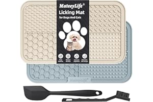 MateeyLife 2PCS Large Lick Mat for Dogs with Suction Cups, Slow Feeder Bowls, Cat Lick Mat for Anxiety Relief, Dog Toys to Keep Them Busy, Enrichment Toys for Bathing, Cat Licking Pad for Boredom