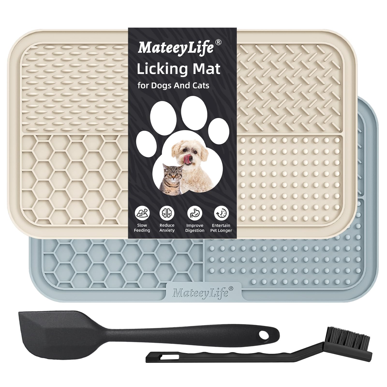 Photo 1 of MateeyLife 2PCS Large Lick Mat for Dogs with Suction Cups, Slow Feeder Bowls, Cat Lick Mat for Anxiety Relief, Dog Toys to Keep Them Busy, Enrichment Toys for Bathing, Cat Licking Pad for Boredom
