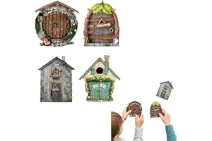 Fairy Garden Accessories Set of 4 Miniature Doors 8x10cm Boxwood Outdoor Indoor Decorative Woodland Arch Gate Fantasy Ornamen