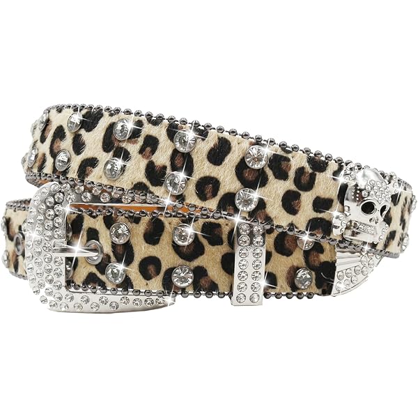 EVERBLTING Rhinestone Cross Belt Men Women Cross Leopard  display picture 1