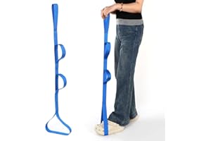 Gjinxi 1pc 45 Inch Leg Lifter Strap Rigid with Multi Loops for After Hip Replacement Knee Surgery Recovery, Long Leg Lifter Strap for Adult & Elderly Aids for Getting in and Out of Bed - Blue
