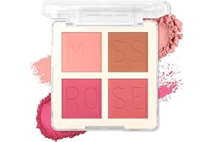 4 Color Matte Blush Palette for Cheeks - Highly Pigmented Pressed Powder for Face Blush Makeup, Long Lasting & Waterproof, Na