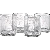 Artland 14oz Double Old Fashion Glass, Set of 4 | Iris Seeded Design, Clear | Drinking Glass for Parties and Everyday Use - Mojito, Whiskey, Cocktail | Glassware & Barware Essentials