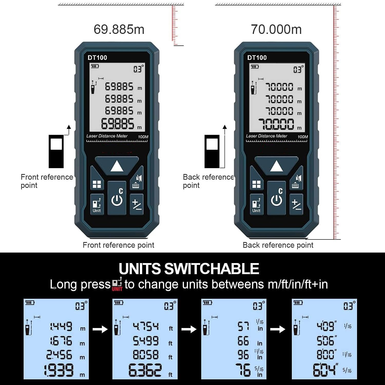 Mua Laser Measure 165ft 330ft DT50 DT100 Gen-2 Laser Distance Meter 50M ...