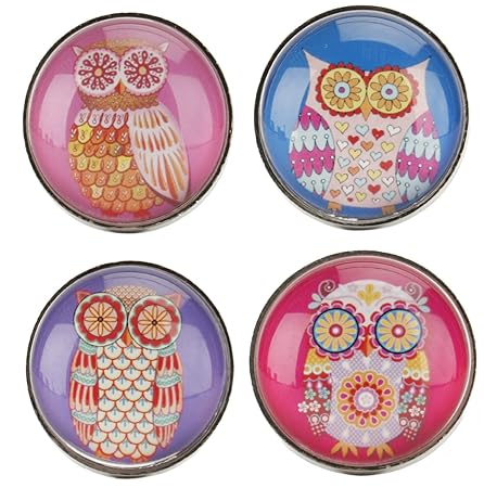 Set Of 4 Vintage Style Owl Glass Drawer Knobs Cupboard Door
