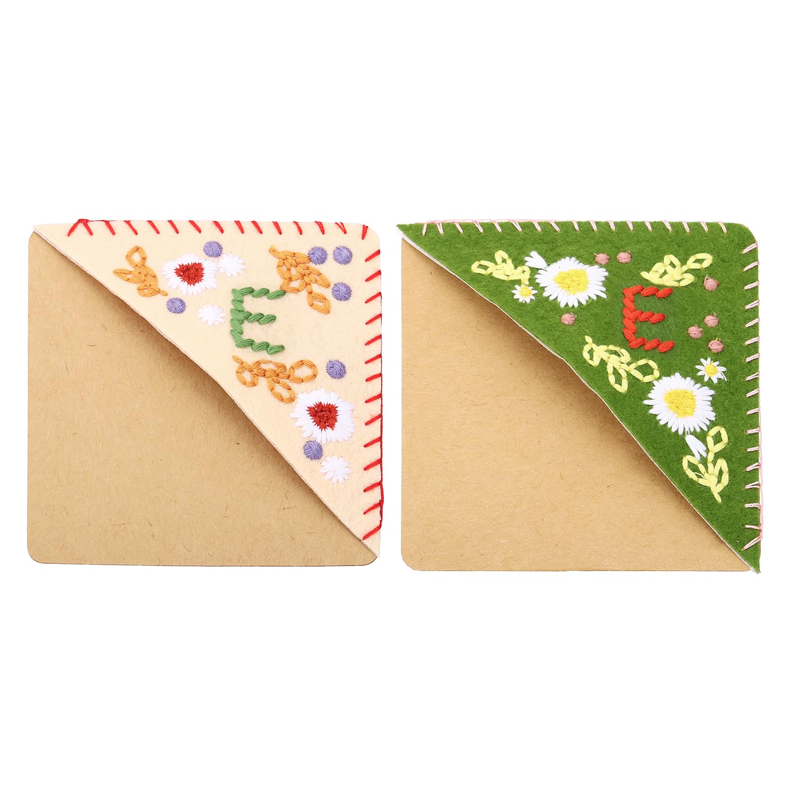 PATIKIL 2pcs Corner Bookmark, Letter Book Mark Personalized Embroidered Bookmark Cute Letter Book Mark Flower Felt Triangle for Reading Women Men Book Lovers Gift Teacher, Letter E