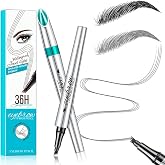 Microblading Eyebrow Pencil, Eyebrow Pen with an Upgrade Micro-Fork Tip Applicator, Waterproof Microblading Brow Pen,Last All Day, Brow Pencil for Natural Looking Brows Makeup (Gray)