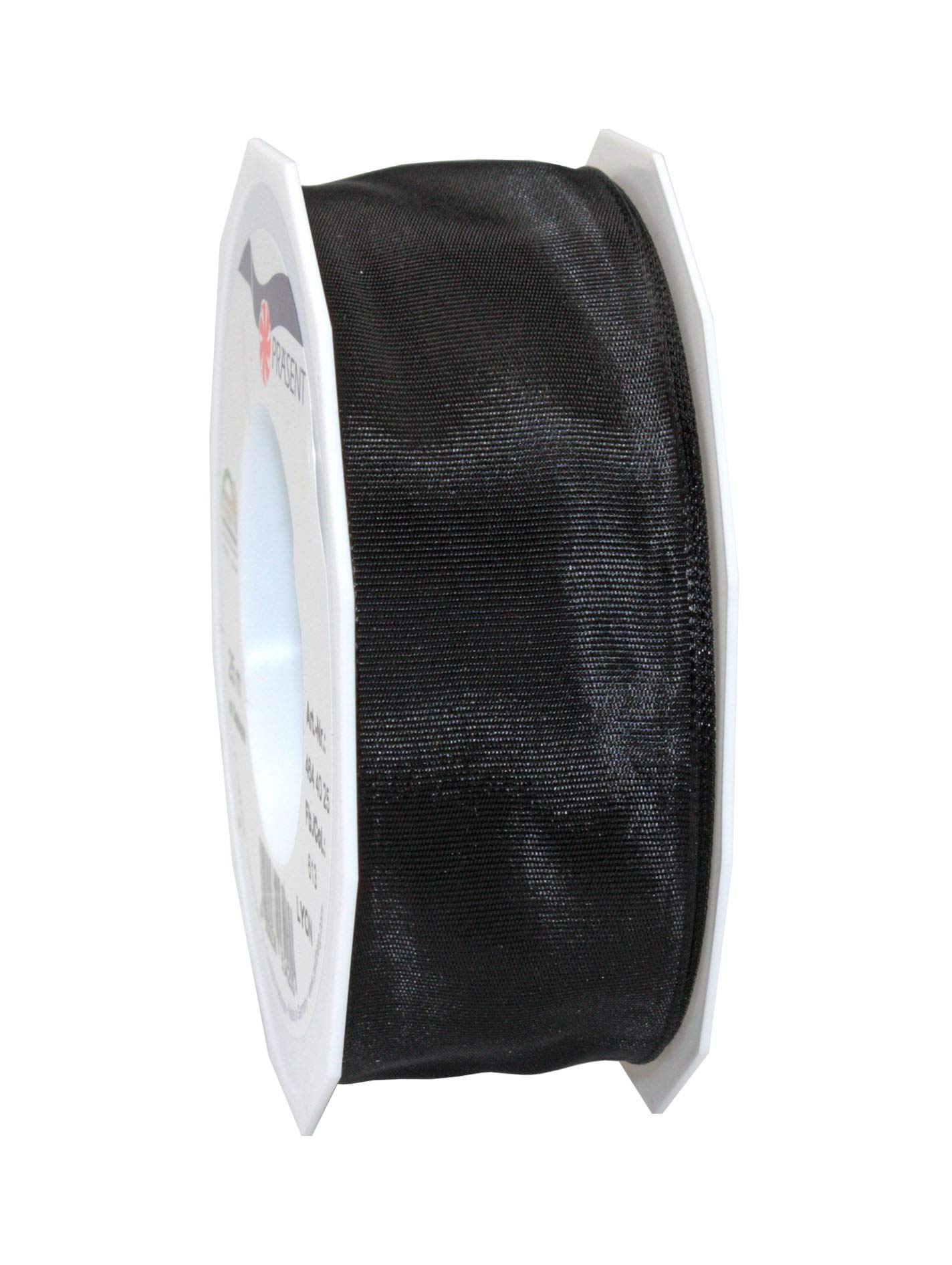 Präsent - Lyon Wired Taffeta Ribbon Black 40 mm Width, 25 m Length