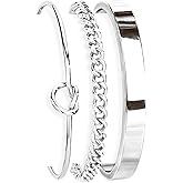 Gokeey Gold Bangle Cuff Bracelet for Women, Dainty 14K Gold Cuban Forever Love Knot Infinity Bracelets for Women, Simple Link Chain Bracelets Jewelry Gifts Adjustable