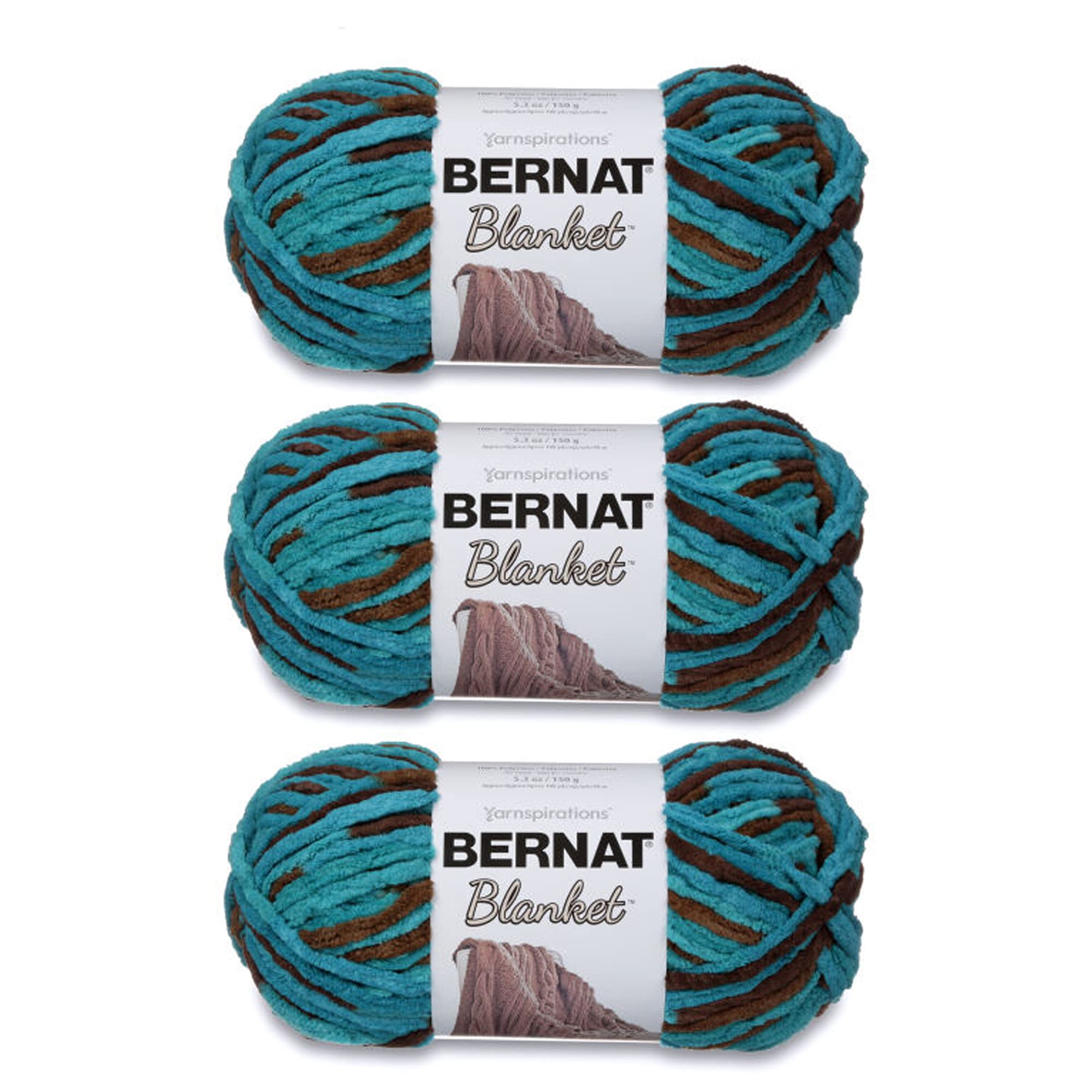 Bernat Blanket Mallard Wood Yarn - 3 Pack of 150g/5.3oz - Polyester - 6 Super Bulky - 108 Yards - Knitting/Crochet