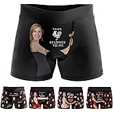 ADEDIY Custom Men's Boxer Briefs This Belongs to Me Boxers for Men Personalized Funny Wife Face Shorts Underwear