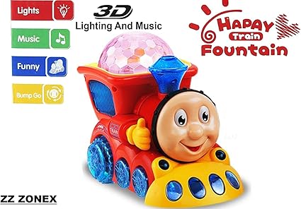 ZZ ZONEX Bump and Go Musical Engine Train with 4D Light and Sound for Toy for Kids
