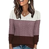 Ivicoer Womens Sweaters V Neck Long Sleeve Pullover Tops Hollow Out Fall Outfits Fashion Clothing 2025