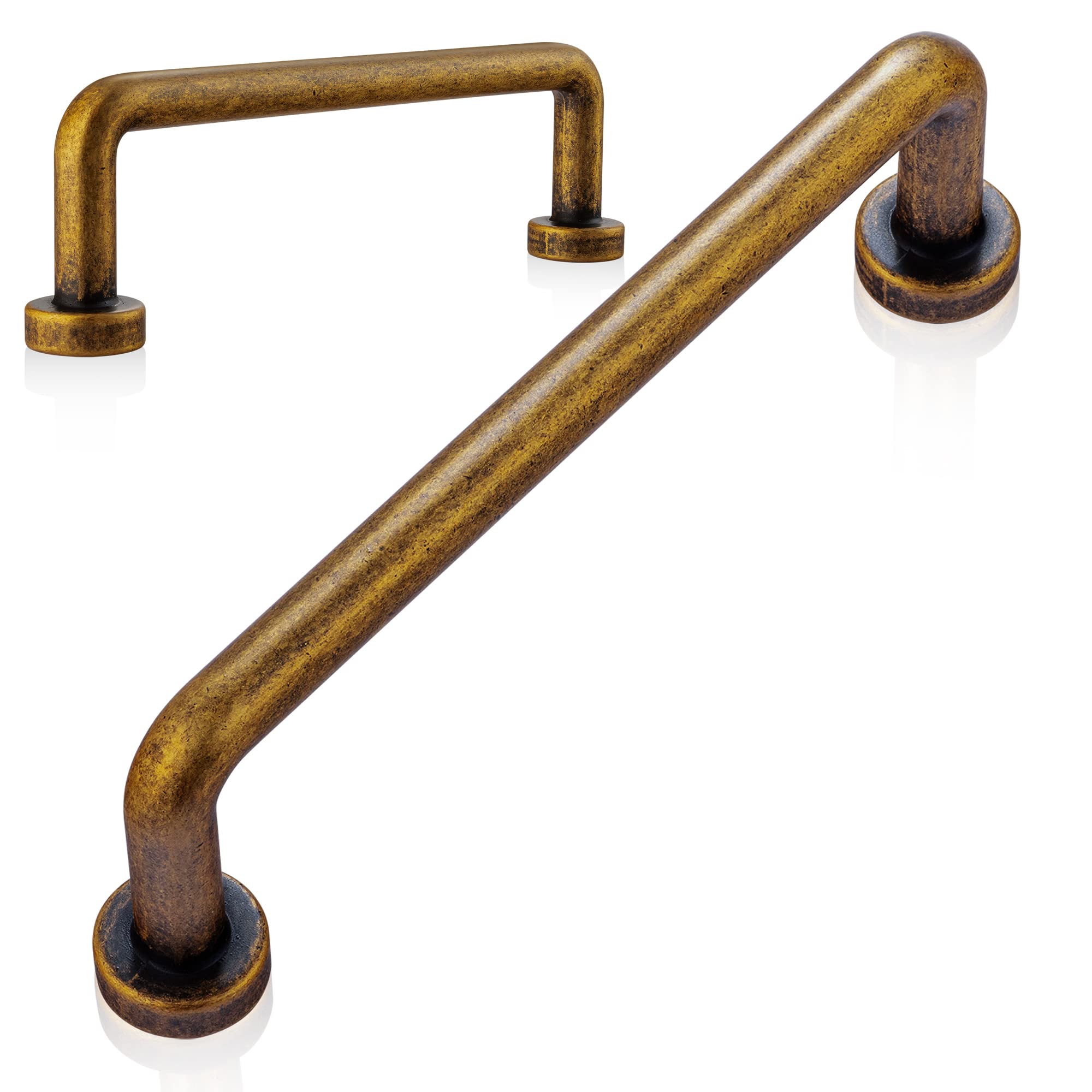 Photo 1 of Jasluna 10-Pack Antique Brass Cabinet Pulls, 3-3/4" Hole Center Bar Drawer Handles for Kitchen Cupboards Dressers, Vintage Home Improvement Hardware