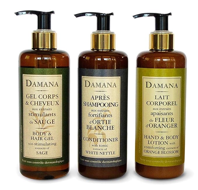 DAMANA Organic Bath Line Set of 3, 10.1 Ounce Bottles