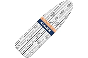 HAPPHOM Ironing Board Cover and Pad Extra Thick Heavy Duty Padded 4 Layers Non Stick Scorch and Stain Resistant 15x54 and 3 Fasteners Elastic Edge with Bonus Protective Scorch Mesh Cloth